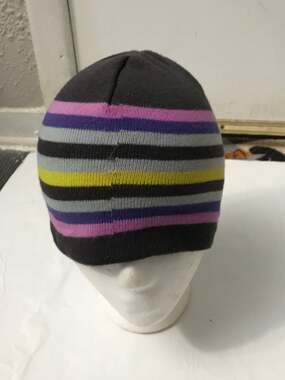 Multicolor Striped Beanie Hat O/S Winter Boho Casual Classic Normcore Streetwear